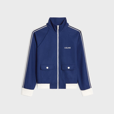 Celine Cropped Tracksuit Jacket - Navy/Off White