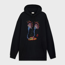 Hoodie Over Embroidery Face - Black