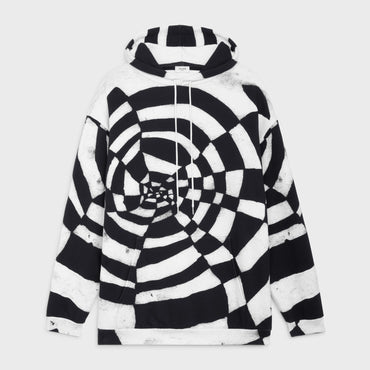 Oversized Spider Allover Hoodie - Ecru/Black