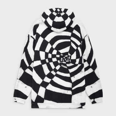 Hoodie Oversize Spider Allover Molleton Classique - Ecru / Black