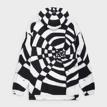 Oversized Spider Allover Hoodie - Ecru/Black