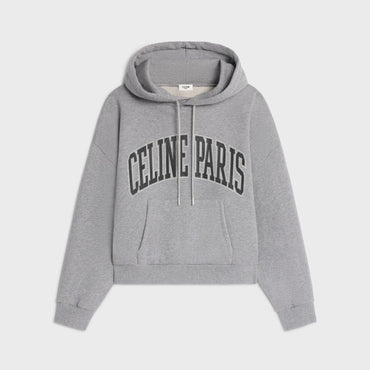 Hoodie Oversize Celine Paris - Grey Melange/Navy Stonewashe