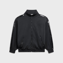 Embroidered Zip-Up Athletic Jacket - Black