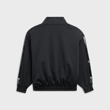 Embroidered Zip-Up Athletic Jacket - Black