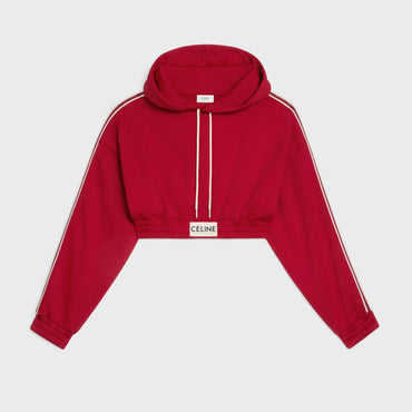 Celine Label Cropped Hoodie - Rust
