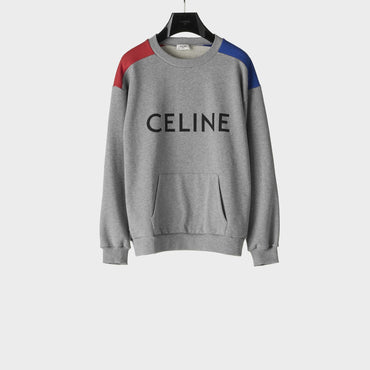 Celine Loose Insert Sweat-Shirt - Grey Melange/Red Intense/Blu