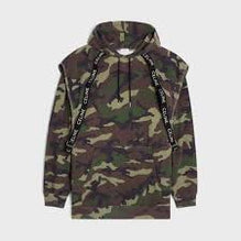 Hoodie Bandes Celine Molleton Classique Camouflage - Kaki/ White/ Black