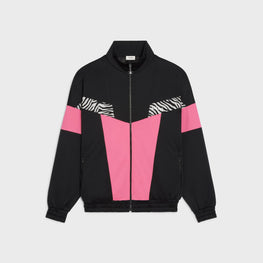 Men Cut-Out Zip-Up Sweat-Shirt - Black/Rose Dahlia/Zebra