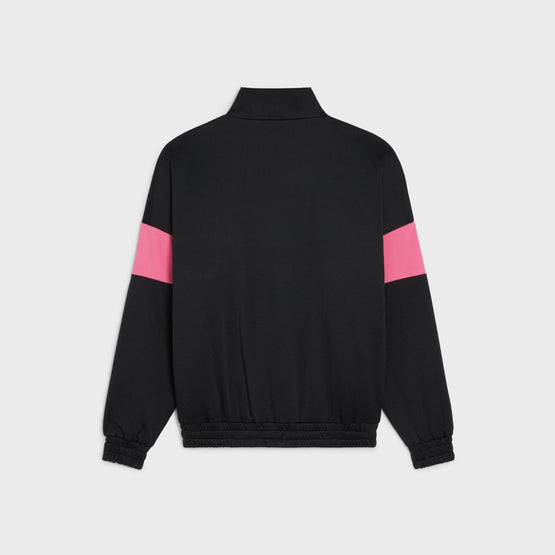 Men Cut-Out Zip-Up Sweat-Shirt - Black/Rose Dahlia/Zebra