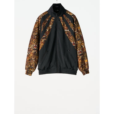 Cut-Out Zip-Up Sweat-Shirt - Black/Leopard