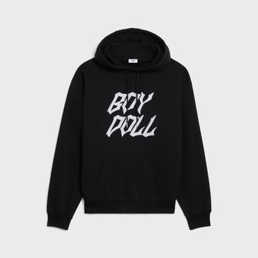 Loose Boy Doll Flock Hoodie - Black/White