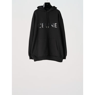 Celine Vinyl Loose Hoodie - Black