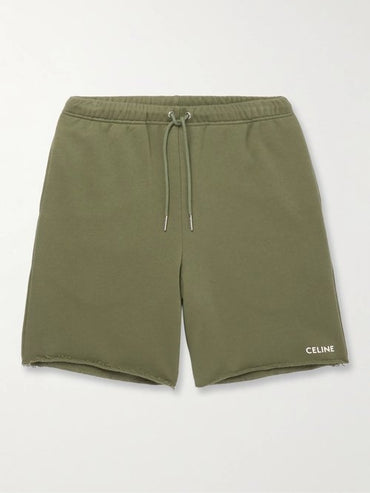 Celine Embroidered Shorts - Khaki/Off White