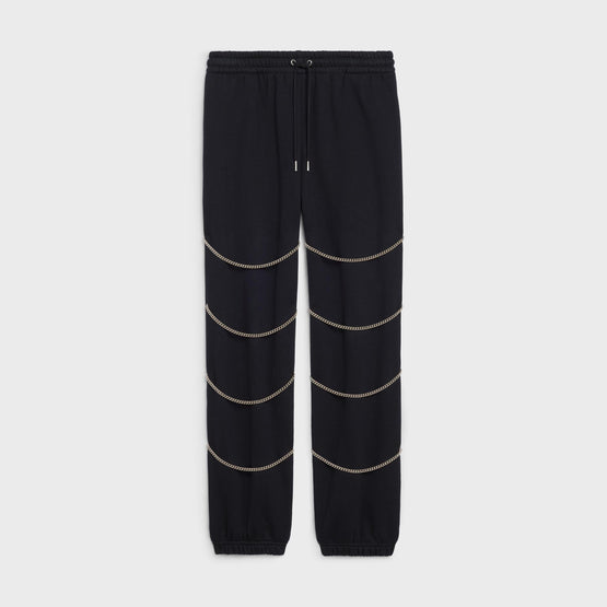 Men Joggers With Chain Detail - Black