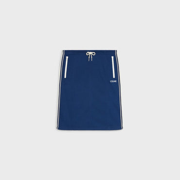 Straight Skirt With Two-Tone Band - Blue/White