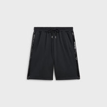 Straight Bermuda With Embroidered Bands - Black