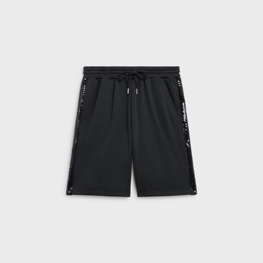 Bermuda Droit Bandes Brodées - Black