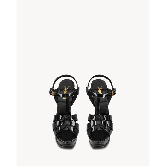 Tribute Sandals In Vitello Vernice Soft - Black