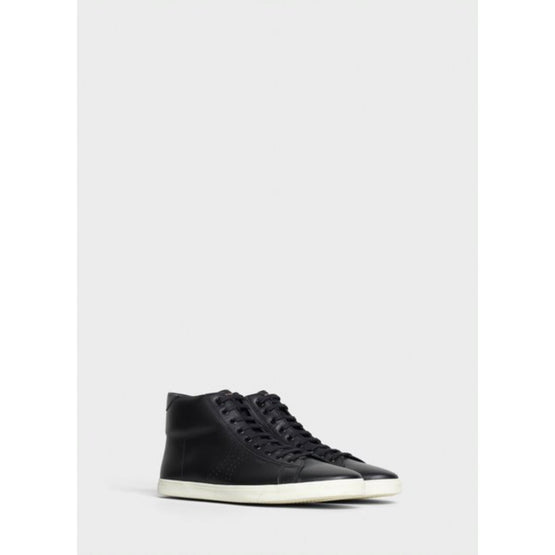 Men Mid Lace Up Sneaker With Perfo - Black