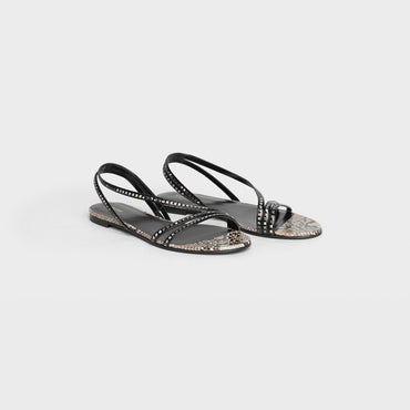 Square Cut Straps Sandal 05 - Black/Natural