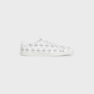 Celine Triomphe Sneakers - Low Lace Up Sneaker Perf Logo - White/Black