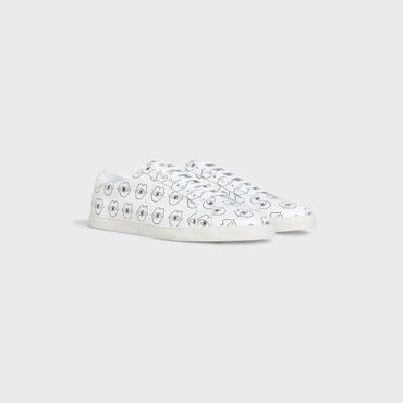 Celine Triomphe Sneakers - Low Lace Up Sneaker Perf Logo - White/Black