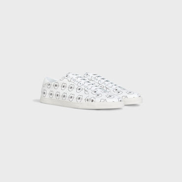 Celine Triomphe Sneakers - Low Lace Up Sneaker Perf Logo - White/Black