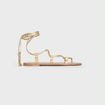 Taillat Flat Sandal 5 Laminated Lambskin - Gold