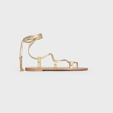 Taillat Flat Sandal 5 Laminated Lambskin - Gold