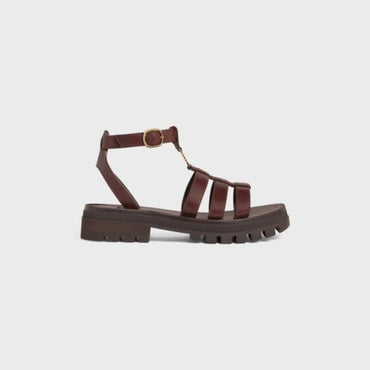 Clea Triomphe Gladiator Chunky Sand Flat Sandals - Darkbrown