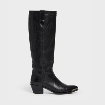 Western Boots High Boot W/ Metal Toe 50 Calfskin - Black