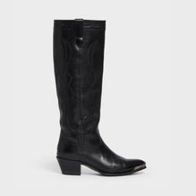 Western Boots High Boot W/ Metal Toe 50 Calfskin - Black