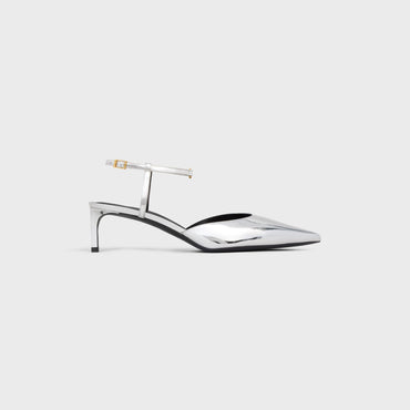 Celine Kitten Triomphe Strap Pump 50 Mirror Laminated Calfskin - Silver