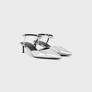 Celine Kitten Triomphe Strap Pump 50 Mirror Laminated Calfskin - Silver