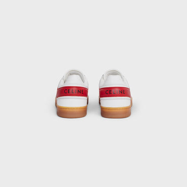 Low Lace-Up Sneaker - Optic White/Red/Beige
