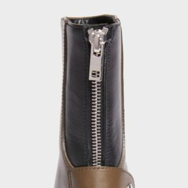 Celine Bulky Zipped Boot W/ Triomphe 45 Calfskin - Khaki/ Black