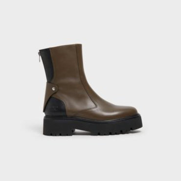 Bulky Zipped Boot with Triomphe 45 - Khaki/Black