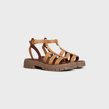Clea Triomphe Gladiator Chunky Sand Crocodile Stamped Calfskin - Light Caramel