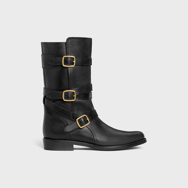 Triple Buckle Biker Boot 20 - Black