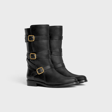 Celine Lyra Triple Buckle Biker Boot 20 Calfskin - Black