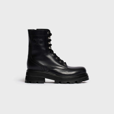 Celine Triomphe Rangers Mid Lace-Up W/ 45 Shiny Bull - Black