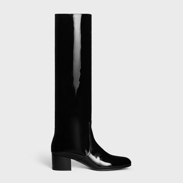 Les Bottes Celine Triomphe High Boot W/ 50 Patent Calfskin - Black