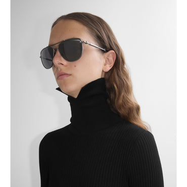 Metal Logo Square Sunglasses - Black