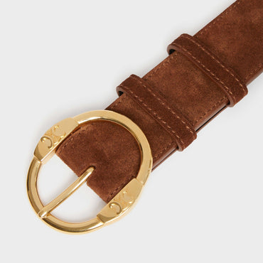 Twin Triomphe Belt Large 35Mm Suede Calfskin - Brown