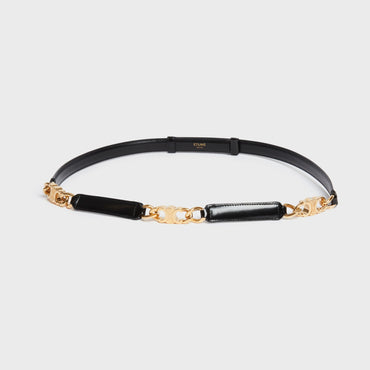 Gourmette Triomphe Belt Small 18Mm Taurillon Leather - Black