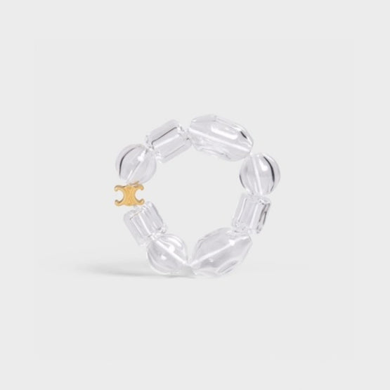 Women Celine Blown Glass Bracelet - Gold/White