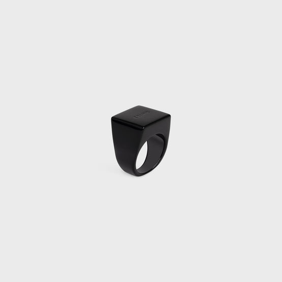 Men Celine Square Ring - Black