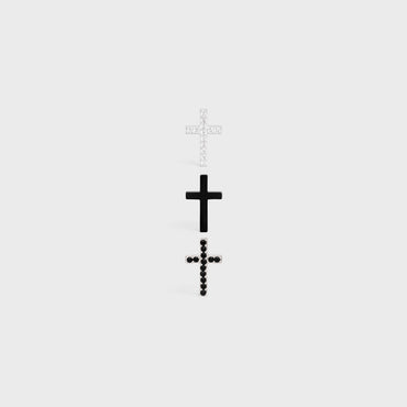 Celine Cross Set Of 3 Studs - Black/Crystal