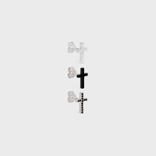 Celine Cross Set Of 3 Studs - Black/Crystal