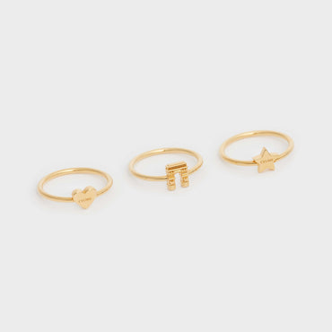 Celine Separables Arc De Triomphe Set Of 3 Rings - Gold